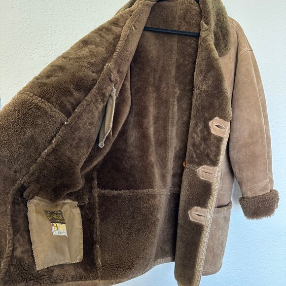 Vintage Shearling Sheepskin Jacket Coat 70s Mens Size Small? Made In Italy Heavy - Picture 8 of 13